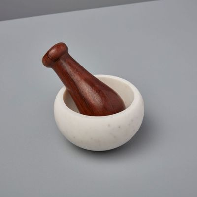 Marble &amp; Wood Mortar &amp; Pestle