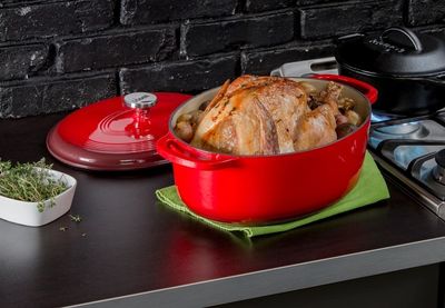 Lodge 7 quart Oval Red Dutch Oven