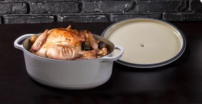 Lodge 7 quart Oval White Dutch Oven
