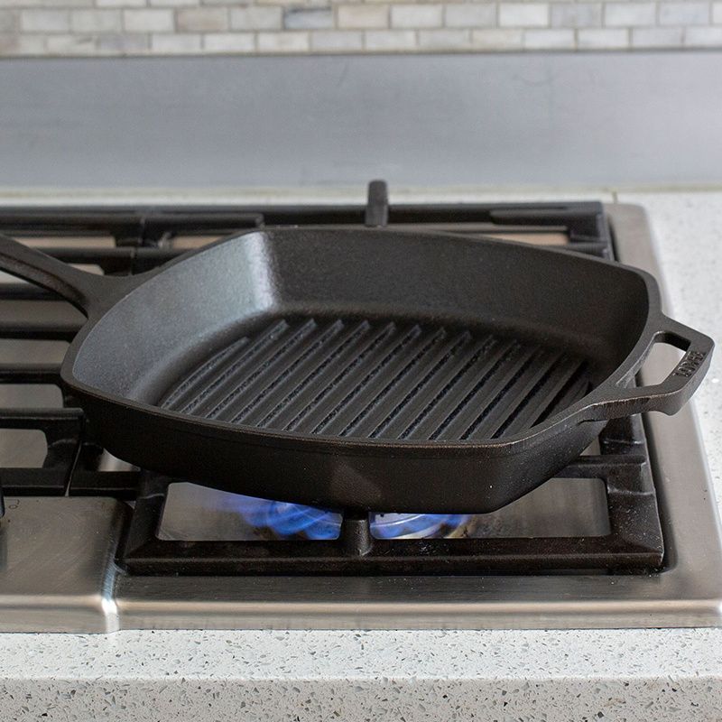 Lodge 10.25" Square Pre-Seasoned Cast Iron Grill Pan