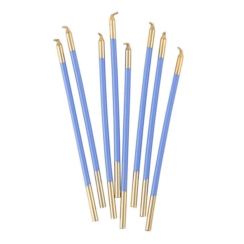 French Blue &amp; Gold Birthday Candles, set of 16