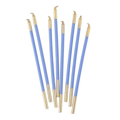 French Blue &amp; Gold Birthday Candles, set of 16