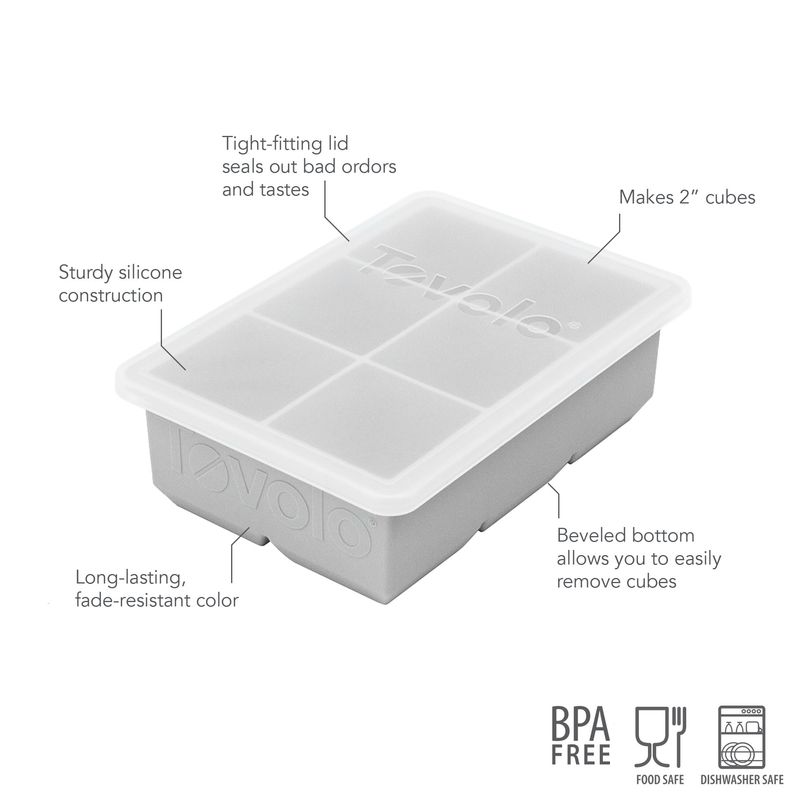 Tovolo Charcoal Grey King Ice Cube Tray with Lid
