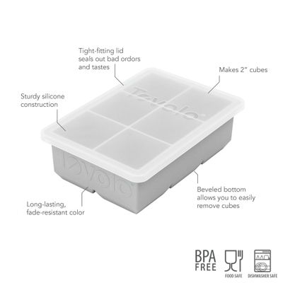 Tovolo Charcoal Grey King Ice Cube Tray with Lid