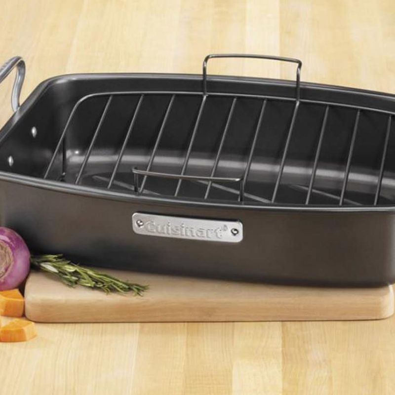 17x13" Non-Stick Roasting Pan with V Roasting Rack