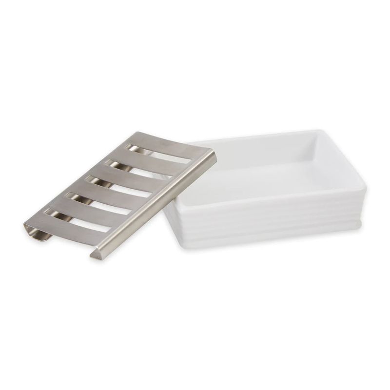 White &amp; Stainless Soap Dish