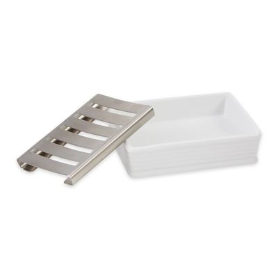 White &amp; Stainless Soap Dish
