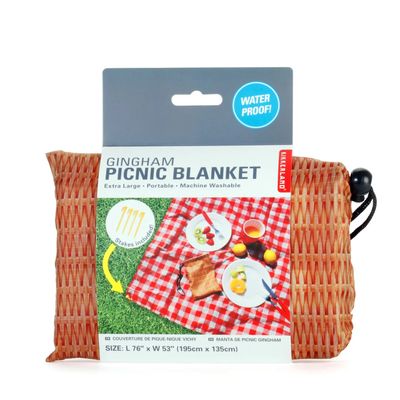 76"x53" Red Gingham Picnic Blanket