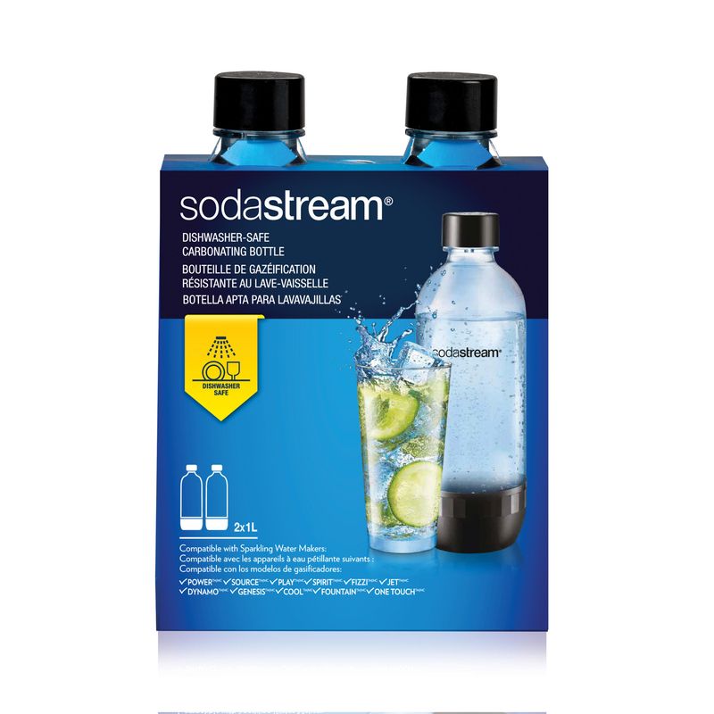 1 liter Black Sodastream Bottles, set of 2