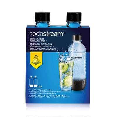 1 liter Black Sodastream Bottles, set of 2