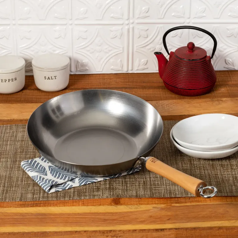12" Flat Bottom Carbon Steel Wok
