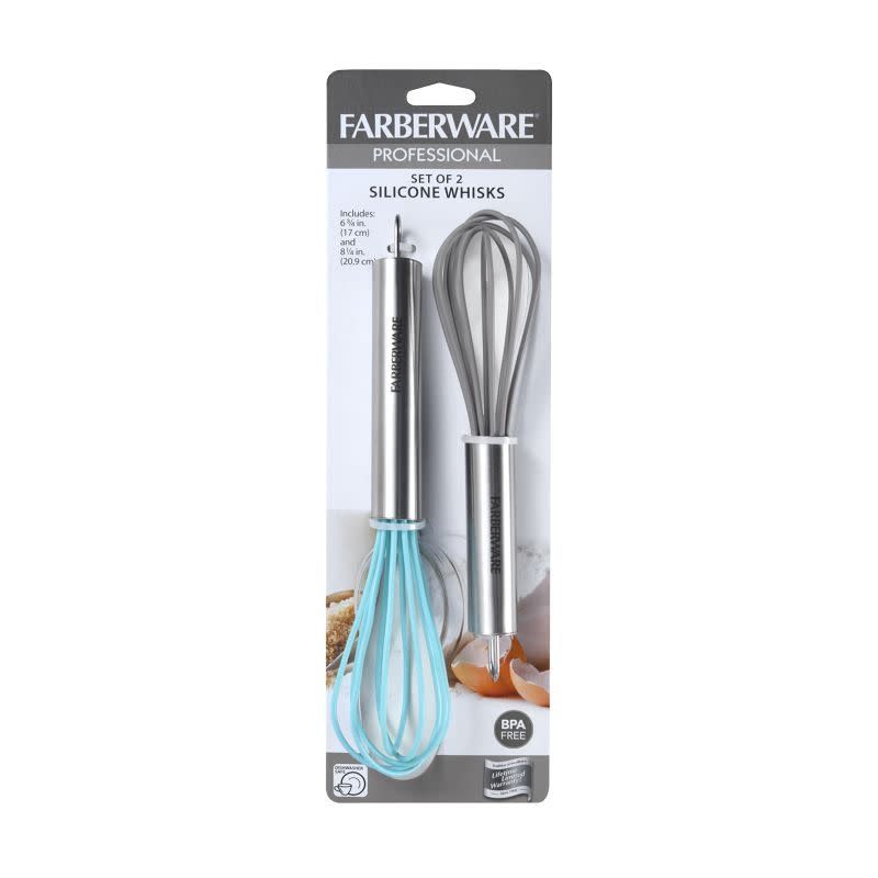 Aqua &amp; Grey Silicone Whisks, set of 2