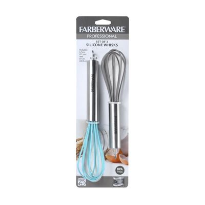 Aqua &amp; Grey Silicone Whisks, set of 2