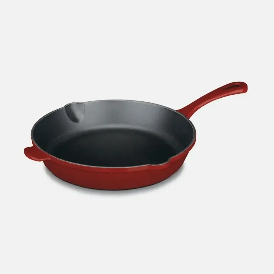 10" Red Cast Iron Skillet