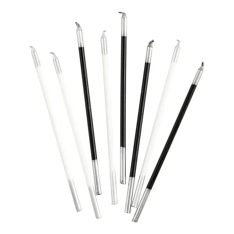 Black &amp; White Birthday Candles, set of 16