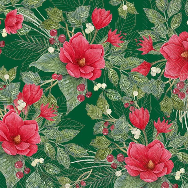 Christmas Flowers Lunch Napkins set of 20