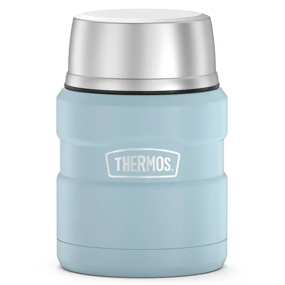 16oz Matte Powder Blue Food Jar &amp; Spoon