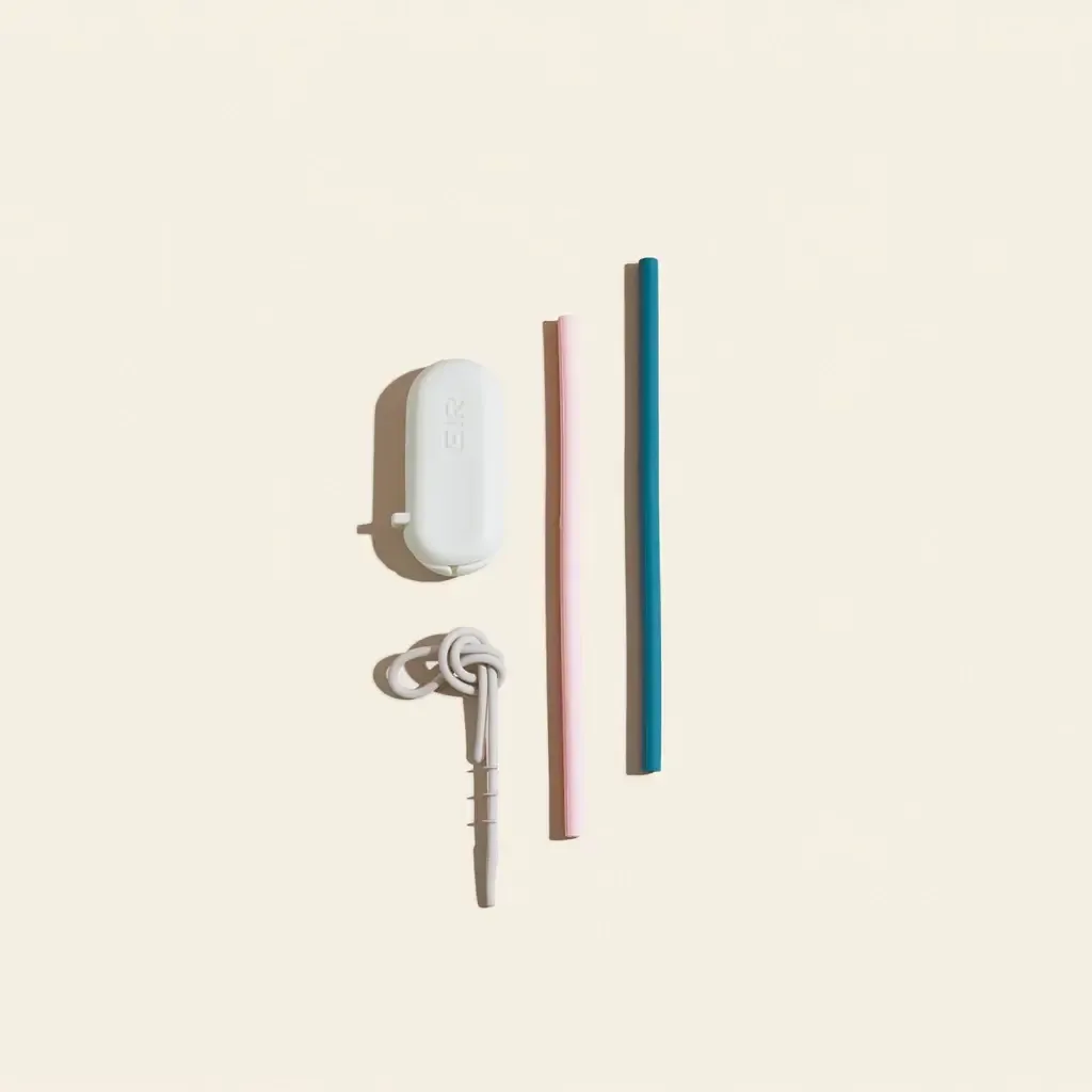 Silicone Straws &amp; Brush, set of 2