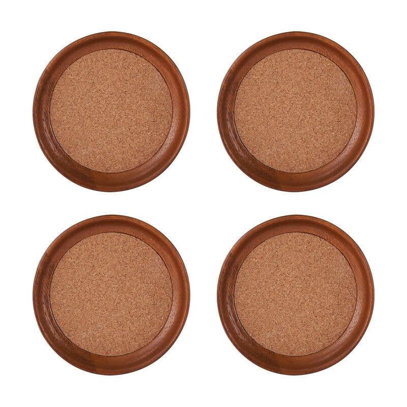 Cork &amp; Acacia Coasters, set of 4