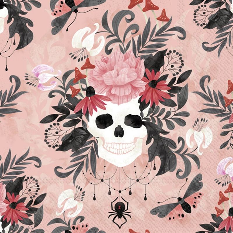 Floral Skull Cocktail Napkins, set of 20