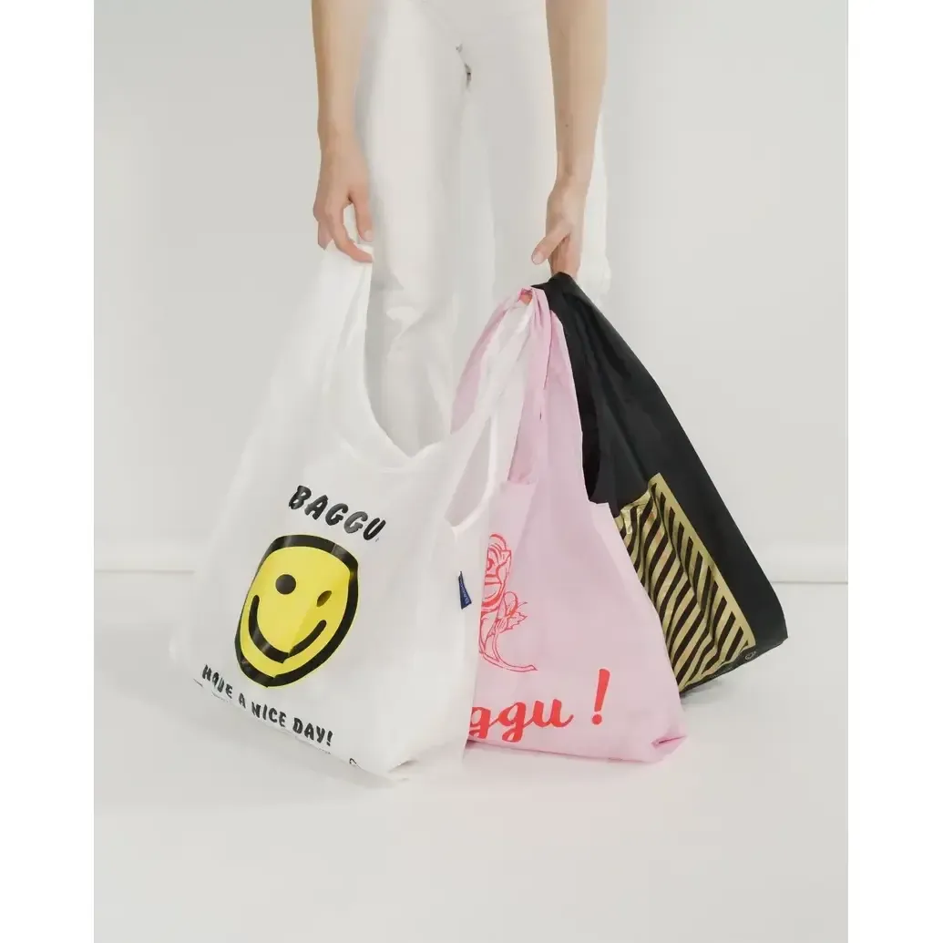 Baggu Reusable Tote Bags, set of 3