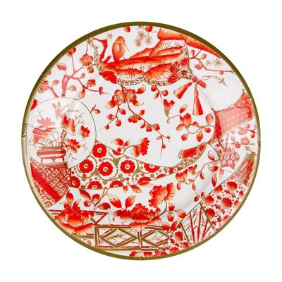 Coral Gilded Paper Dessert Plates, set of 8