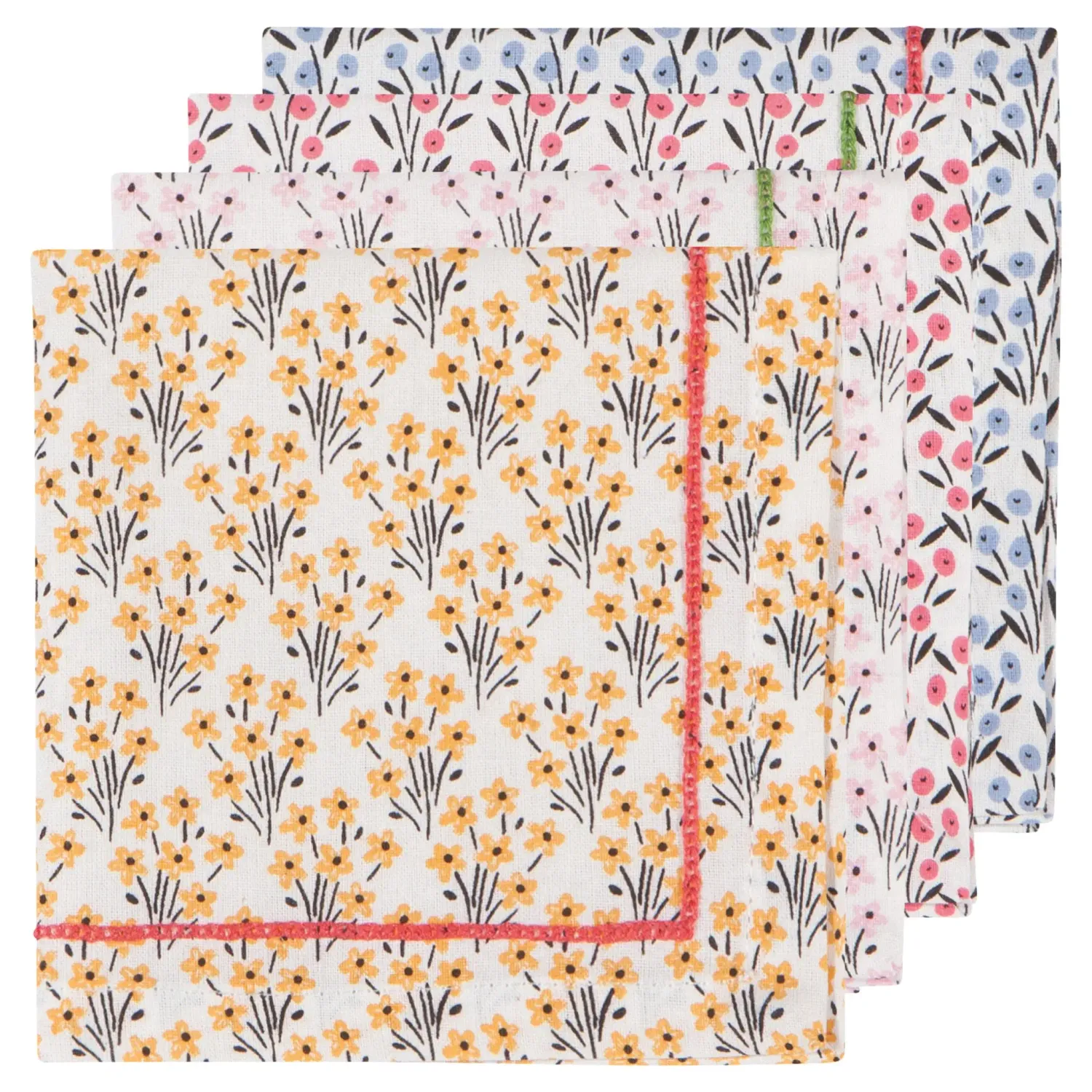 Bouquet Cotton Cloth Cocktail Napkins set of 4