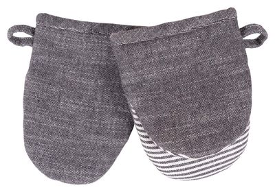 Black Striped Mini Oven Mitts, set of 2