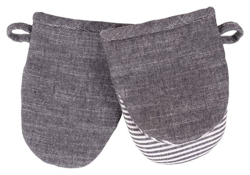 Black Striped Mini Oven Mitts, set of 2