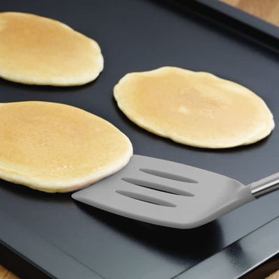 Tovolo Oyster Grey Silicone Slotted Turner Spatula