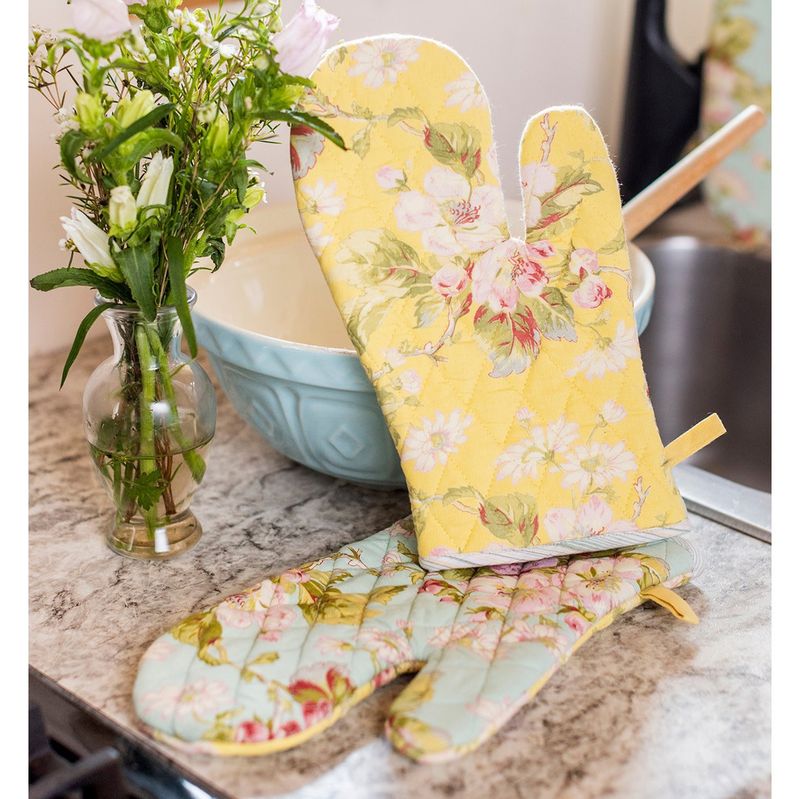 Apple Blossom Patchwork Oven Mitts, set of 2