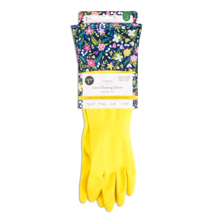 Yellow Floral Dish Gloves