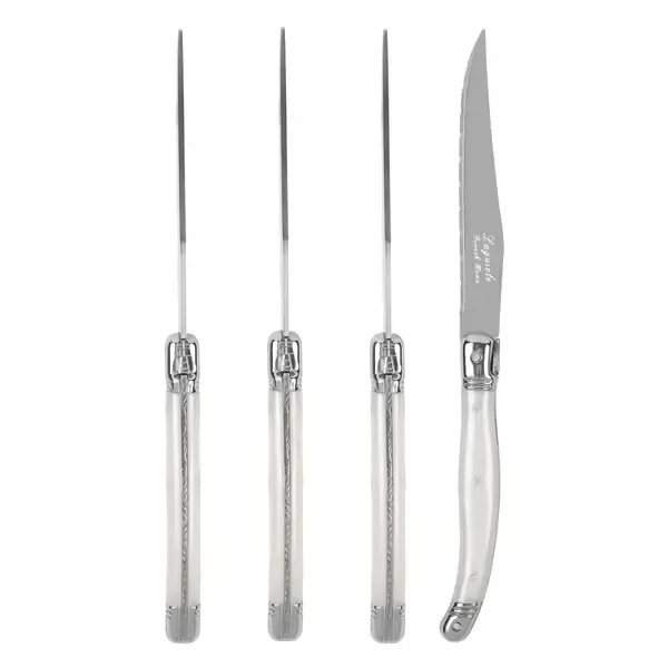 Laguiole Pearl White Steak Knives, set of 4