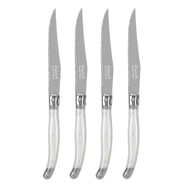Laguiole Pearl White Steak Knives, set of 4