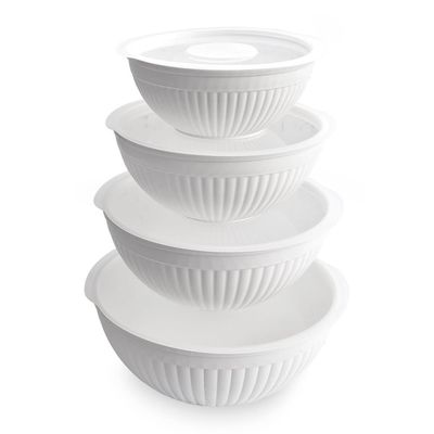 White Mixing Bowls &amp; Lids, set of 4