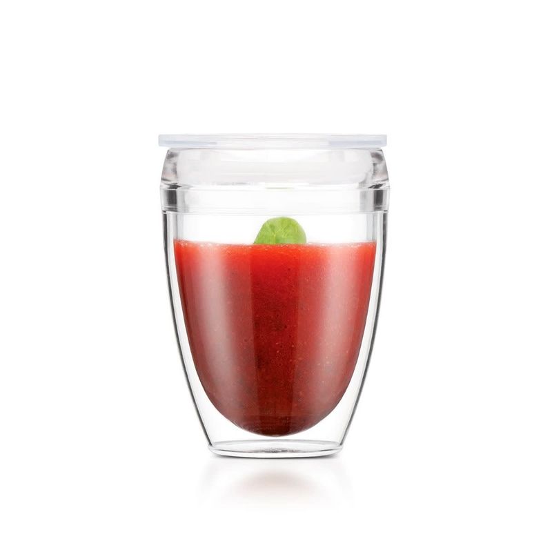 Bodum 10oz Double Wall Plastic Glass &amp; Lid, set of 2