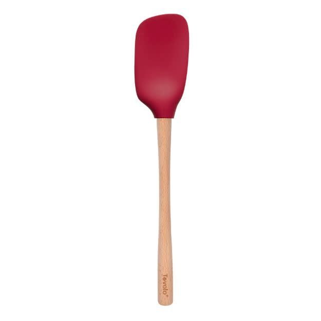 Cayenne Red Silicone Spoonula with Wood Handle