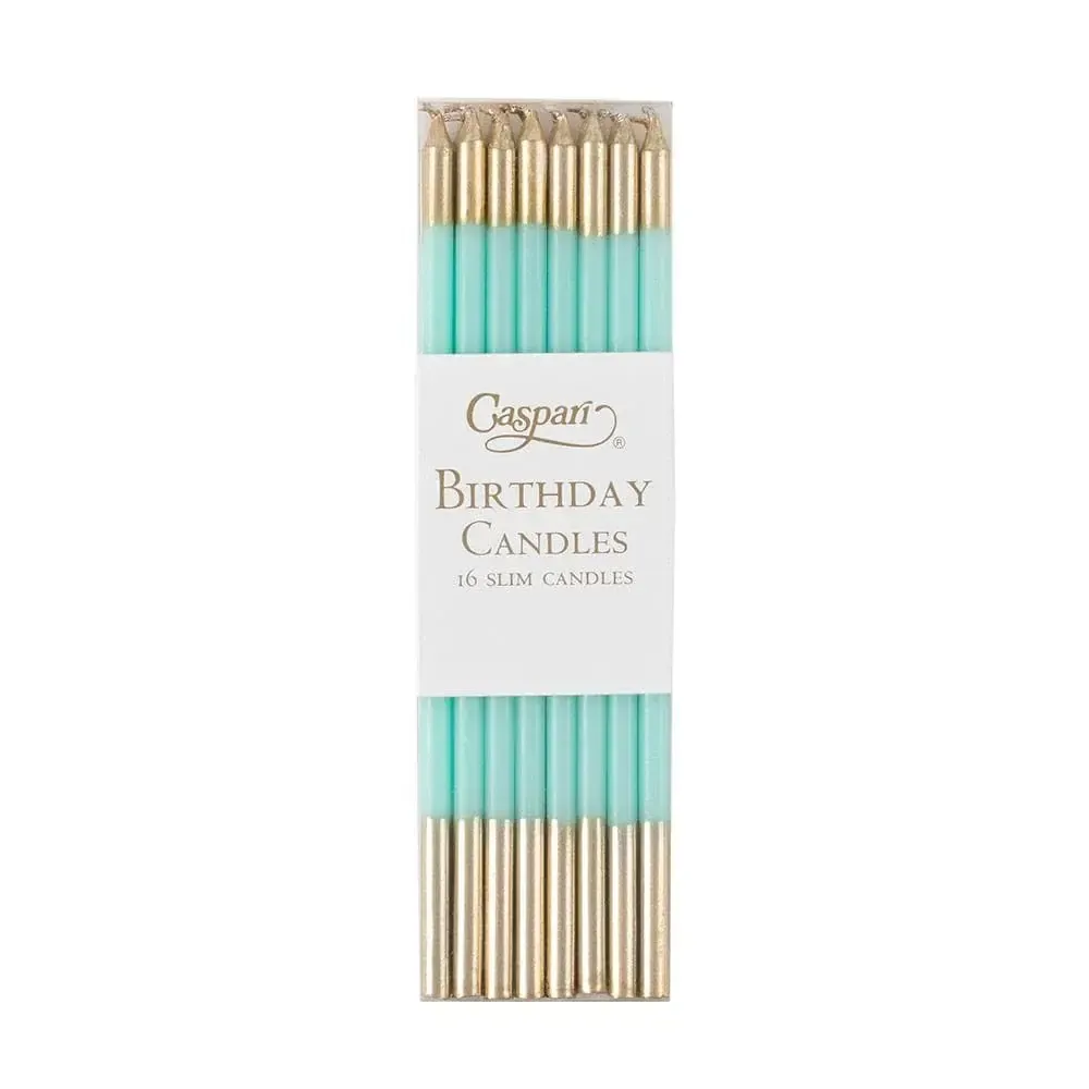 Gold &amp; Robin's Egg Birthday Candles, set of 16
