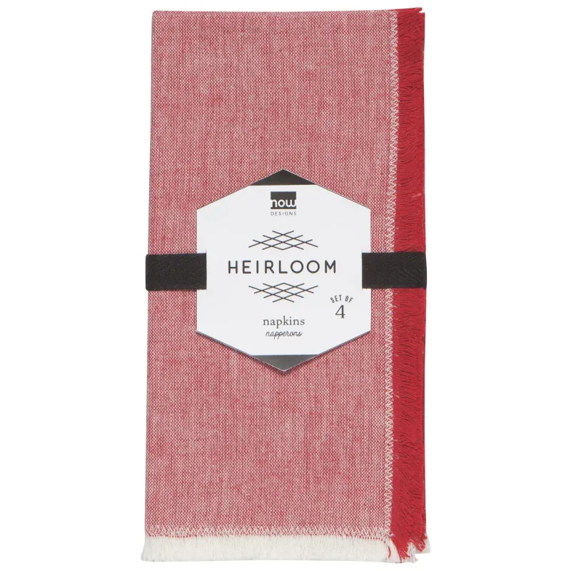 Chili Red Chambray Cloth Napkins, set of 4