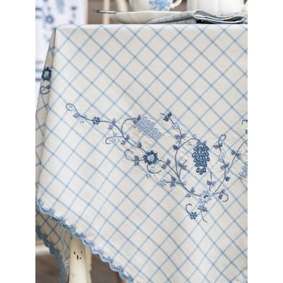 April Cornell 36x36" Blue Embroidered Tablecloth