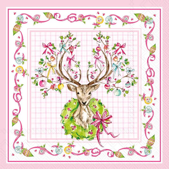 cocktail napkins s/20, vintage deer 4TH