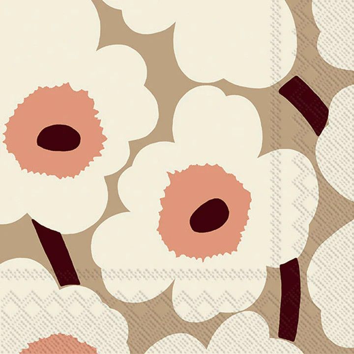 Unikko Cream Cocktail Napkins, set of 20
