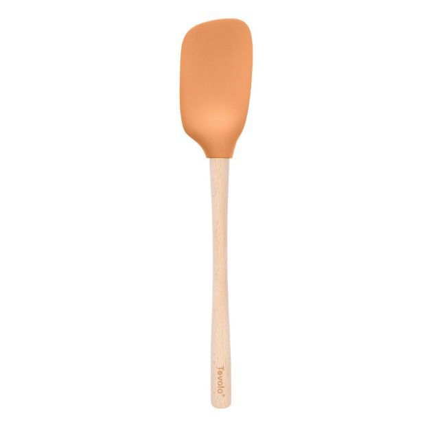 Apricot Silicone Spoonula with Wood Handle