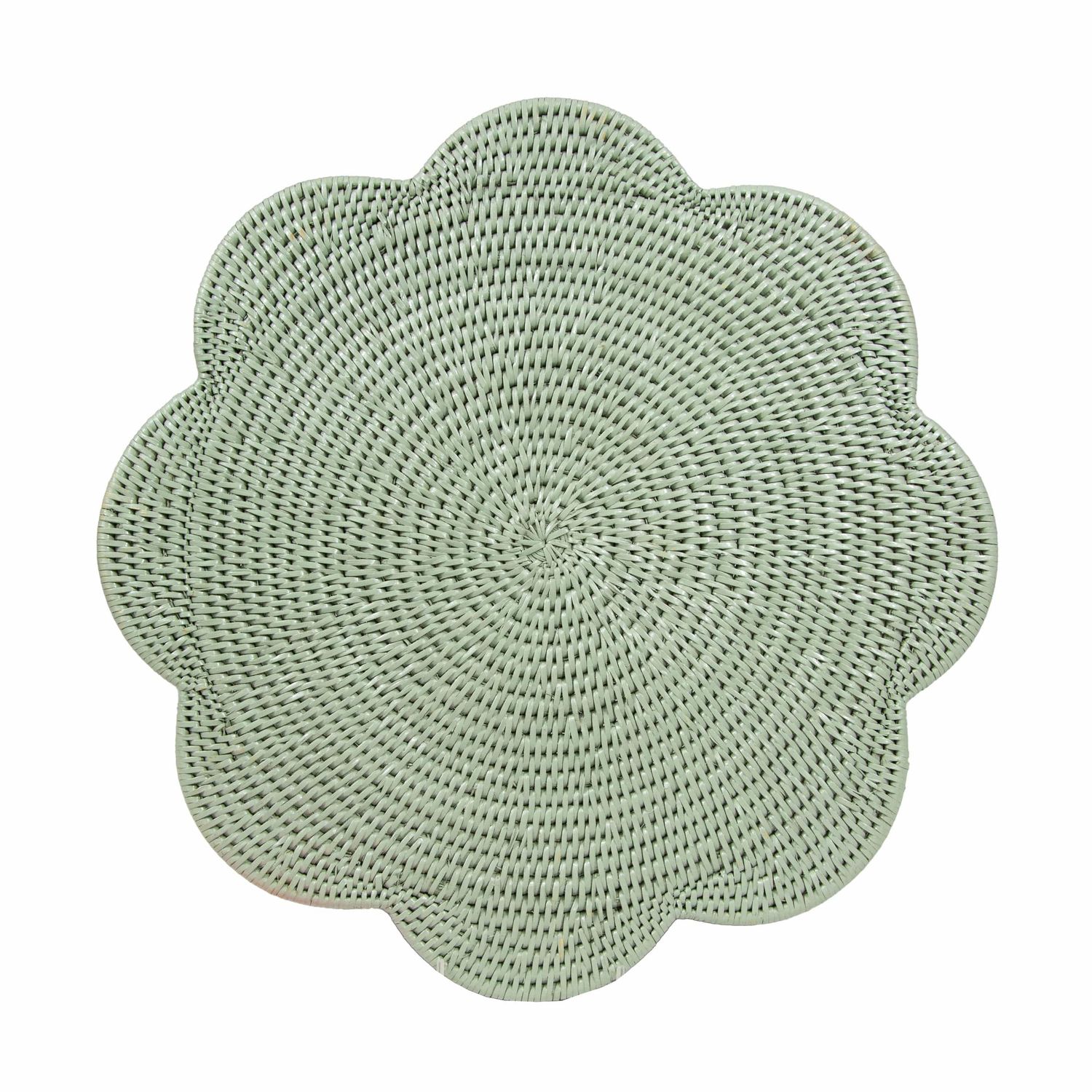 Green Scalloped Rattan Placemat