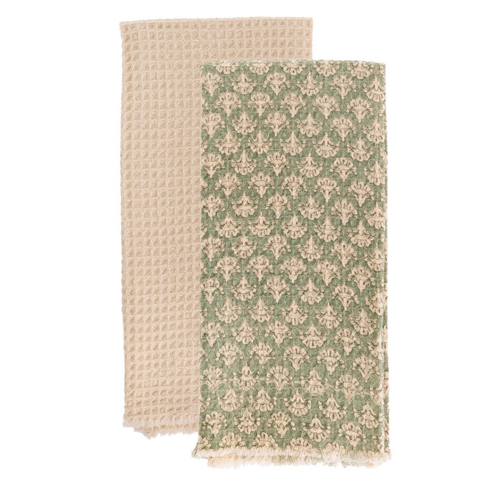 Sage Damask Dishtowels, set of 2
