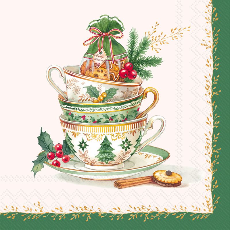 Festive Tea Cocktail Napkins, set of 20