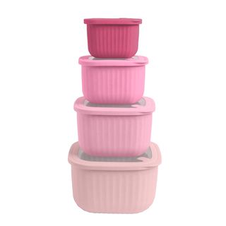 Square Pink Wheat Fiber Storage Bowls, set of 4