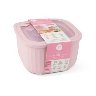 Square Pink Wheat Fiber Storage Bowls, set of 4