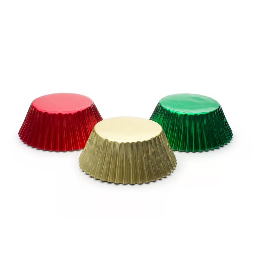 Red, Green, &amp; Gold Foil Baking Cups