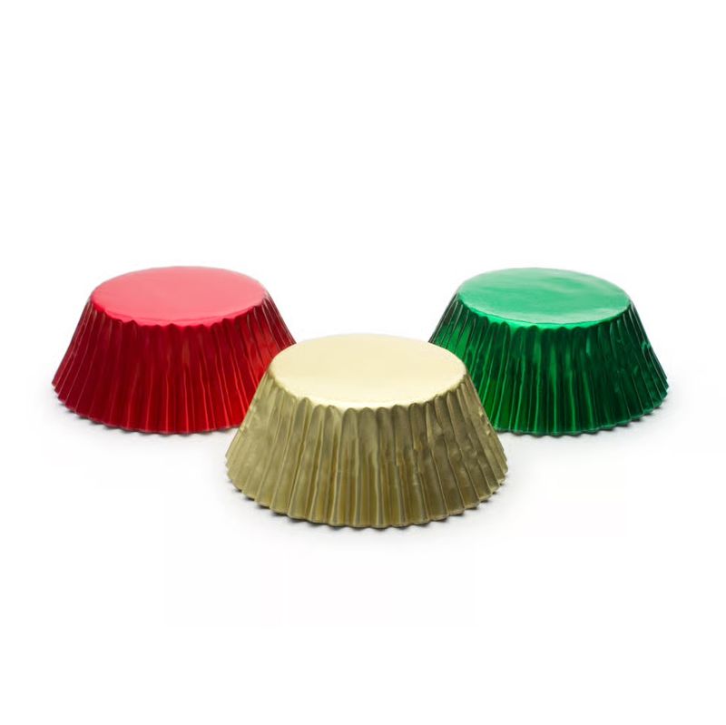 Red, Green, &amp; Gold Foil Baking Cups